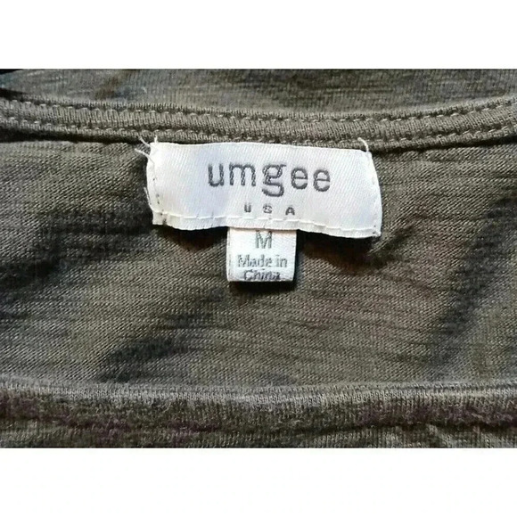 Umgee Green Fringed Hi-Lo Top Women's Size M Boho Festival Stretch Cotton - Picture 3 of 8